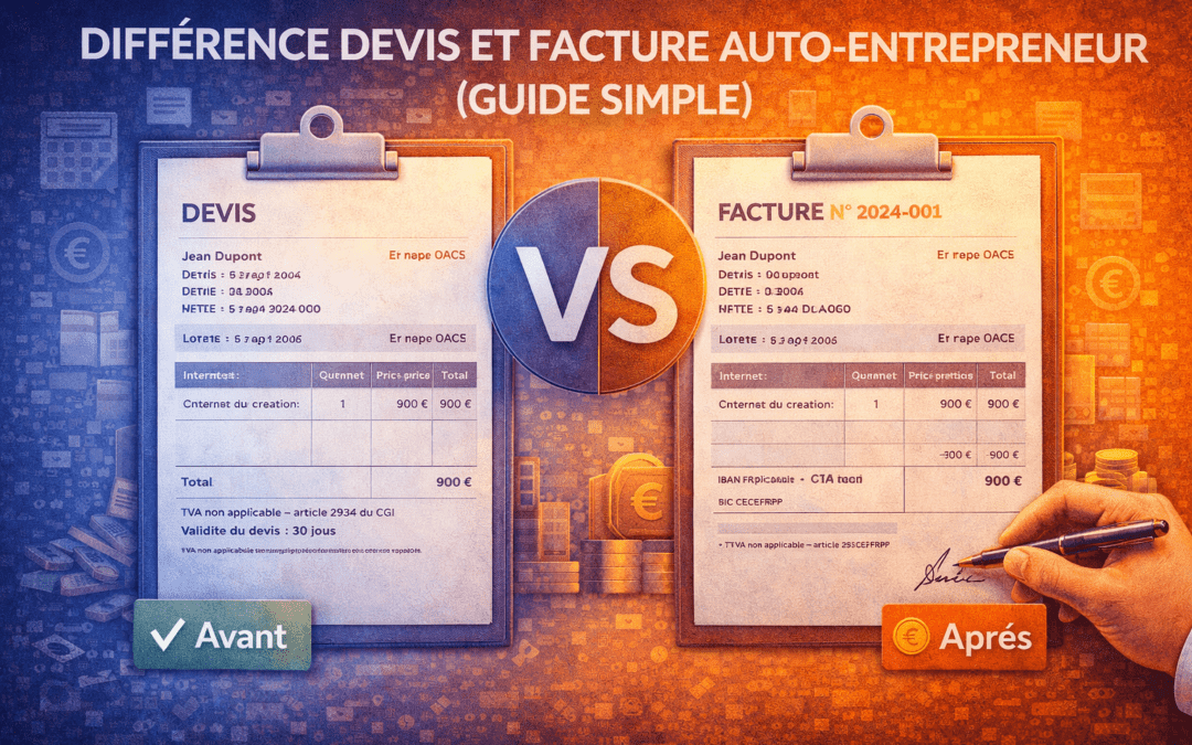 Différence devis et facture auto-entrepreneur : guide complet