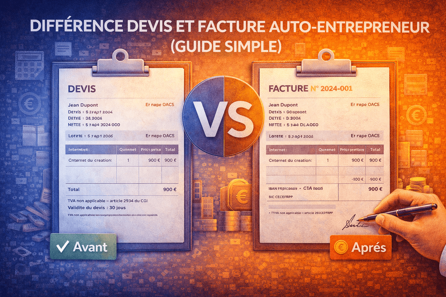 difference-devis-facture Différence devis et facture auto-entrepreneur : guide complet